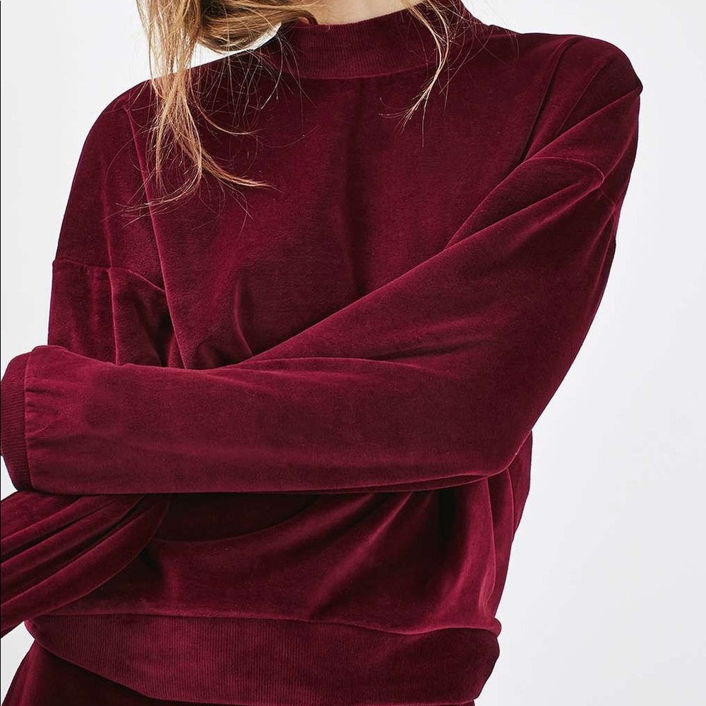 Topshop Red Velvet Sweater